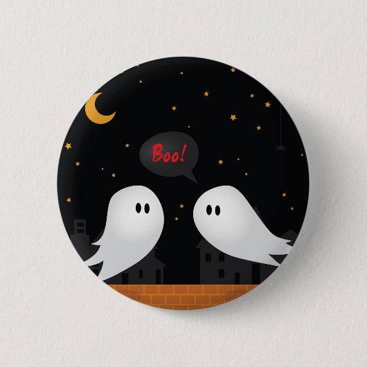 Zwei Geister in Sprichwort boo halloween Button (Vorderseite)