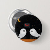 Zwei Geister in Sprichwort boo halloween Button (Vorne & Hinten)