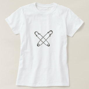 Zwei gekreuzte silberne Sicherheits-Buttone T-Shirt