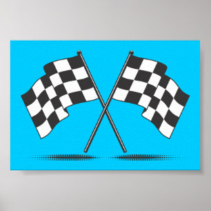 Zwei gekreuztes Zielflagge-Plakat Poster
