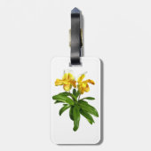 Zwei gelbe Dame Slipper Orchids Gepäckanhänger (Rückseite vertikal)