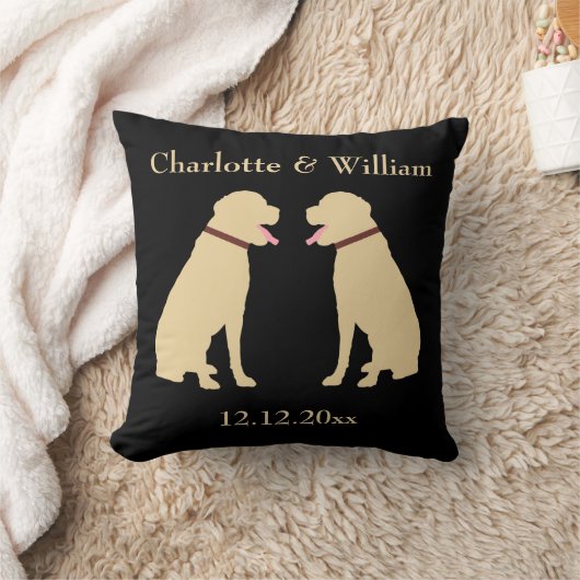 Zwei gelbe goldene Labradoren Personalisierte Hoch Kissen (Decke)