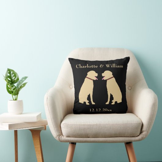Zwei gelbe goldene Labradoren Personalisierte Hoch Kissen (Stuhl )