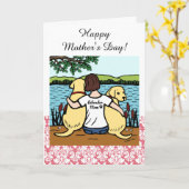 Zwei gelbe Labradoren und Mama Karte (Gelbe Blume)