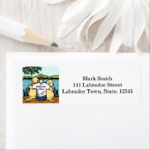 Zwei gelbe Labradoren und Vater (Insitu)