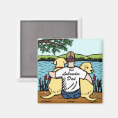 Zwei gelbe Labradoren und Vater Magnet (Vorderseite/Rückseite)
