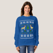 Zwei gelbe Labradors Weihnachtsmuster Sweatshirt (Vorne ganz)