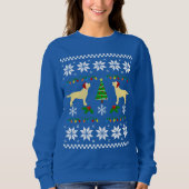 Zwei gelbe Labradors Weihnachtsmuster Sweatshirt (Vorderseite)