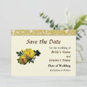 Zwei Gelbe Rosen im Sonnenschein Save the Date (Stehend Vorderseite)