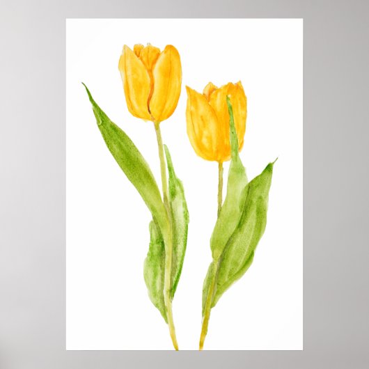 zwei gelbe Tulpen Aquarell Poster (Vorne)