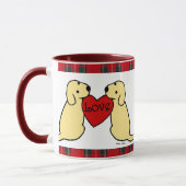 Zwei gelbes Labradors mit Liebe-CartoonTartan Tasse (Links)