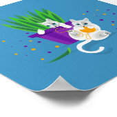 Zwei geometrische weiße Katzen, die um sich herum  Poster (Ecke)