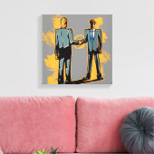 Zwei Geschäftsmann, der die Hände schüttelt Leinwanddruck (Insitu (Wohnzimmer))