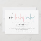 Zwei Geschlechter zeigen Baby Dusche pink blau mod Einladung (Vorderseite)