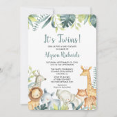 Zwei geschlechtsneutrale Safaritiere Babydusche Einladung (Vorderseite)