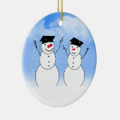Zwei Geschlossen Snowmen Keramik Ornament (Rechts)