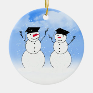 Zwei Geschlossen Snowmen Keramik Ornament