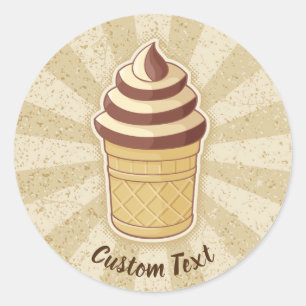 Zwei Geschmacksrichtungen Eiscreme-Cup Runder Aufkleber