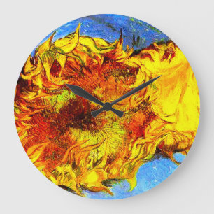 Zwei geschnittene Sonnenblumen Van Gogh Große Wanduhr