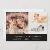 Zwei gesegnete Overlay Twins FotoCollage Geburt Ankündigung (Rückseite)