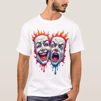 Zwei Gesichter des Lebens - Comedy & Tragedy Mask T-Shirt
