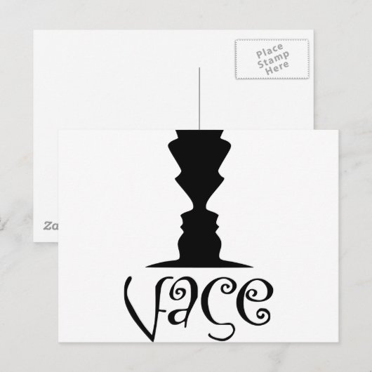 Zwei Gesichter oder Vase-optische Illusion Postkarte (Vorne/Hinten)