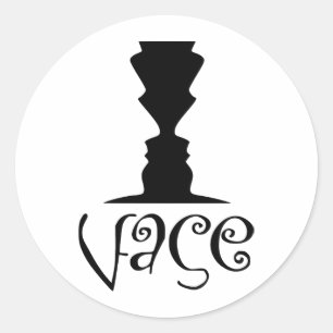 Zwei Gesichter oder Vase-optische Illusion Runder Aufkleber