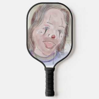 Zwei Gesichter, weder ernst (Art von R. Leah OShel Pickleball Schläger