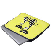 Zwei gestreifte schwarz-weiße Silhouette Katzen Laptopschutzhülle (Vorne Knopf)