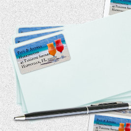 Zwei Getränke auf den Strandadressen-Etiketten Adressaufkleber