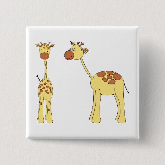 Zwei Giraffen. Cartoon Button (Vorderseite)