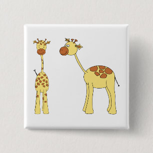 Zwei Giraffen. Cartoon Button