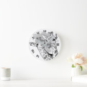 Zwei Giraffen in Schwarzweiß Runde Wanduhr (Zuhause)