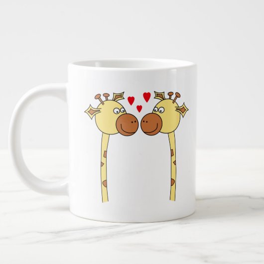 Zwei Giraffen mit den Herzen der roten Liebe. Cart Jumbo-Tasse (Links)