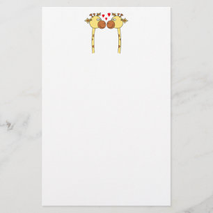 Zwei Giraffen mit roten Liebe-Herzen. Cartoon Briefpapier