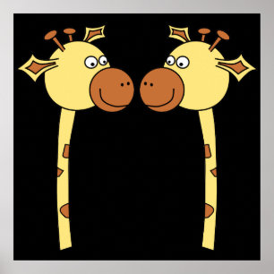Zwei Giraffen Nah-up. Cartoon Poster