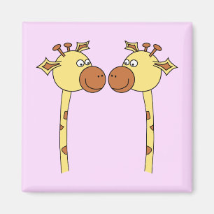 Zwei Giraffen-Nahaufnahme. Cartoon Magnet