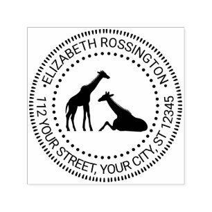 Zwei Giraffen Silhouette #1N Name Rücksendeadresse Permastempel