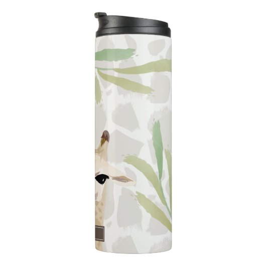 Zwei Giraffen Watercolor Light Greige Thermosbecher (Nach rechts gedreht)