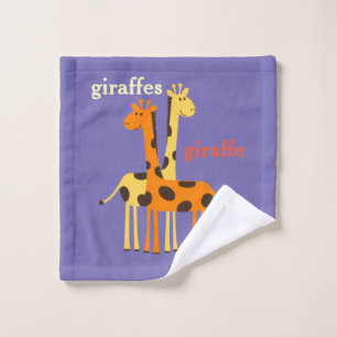 Zwei Giraffen zum Lila Hintergrund Waschlappen