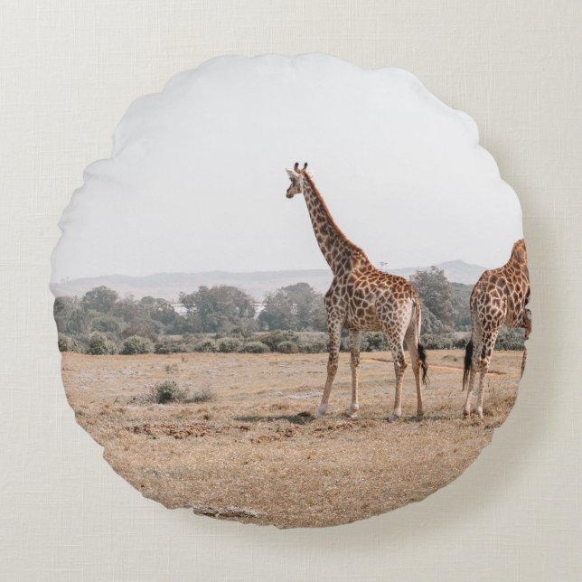 ZWEI GIRAFFES RUNDES KISSEN (Vorderseite)