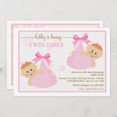 Zwei Girls Bundles Kinderdusche Einladung (Vorne/Hinten)