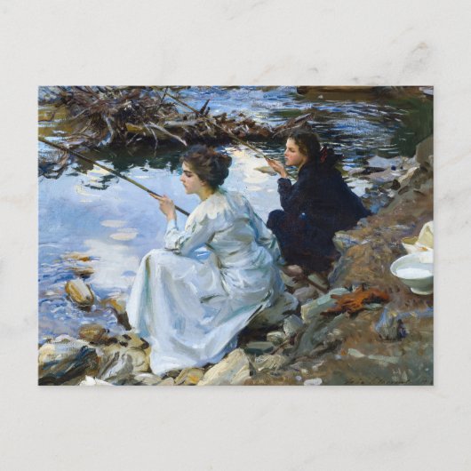 Zwei Girls Fischen von John Singer Sargent Postkarte (Vorderseite)