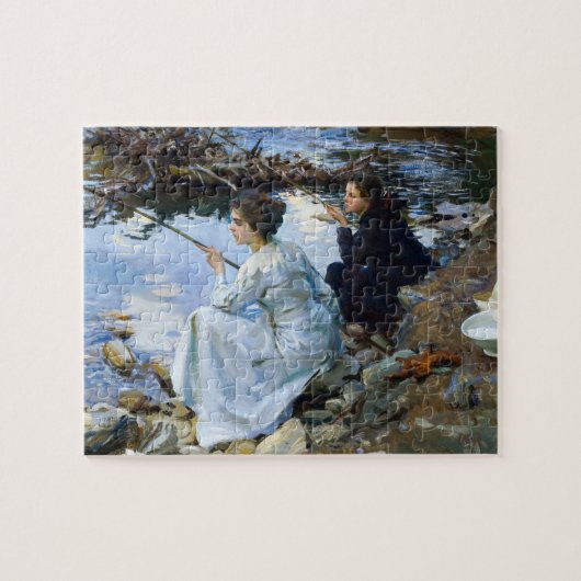 Zwei Girls Fischen von John Singer Sargent Puzzle (Horizontal)