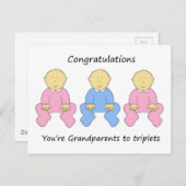 Zwei Girls One Boy New Grandeltern zum Triplage Postkarte (Vorne/Hinten)