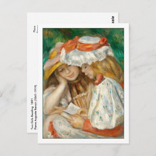 Zwei Girls Reading von Renoir Postkarte (Vorne/Hinten)