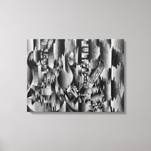 Zwei Gitarren gezeichnet in Bleistift Leinwanddruck (Vorderseite)