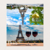 Zwei Glas Wein mit Eiffelturm (Außenseite Aufgefaltet)