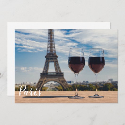 Zwei Glas Wein mit Eiffelturm (Vorne/Hinten)