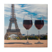 Zwei Glas Wein mit Eiffelturm Fliese (Vorderseite)